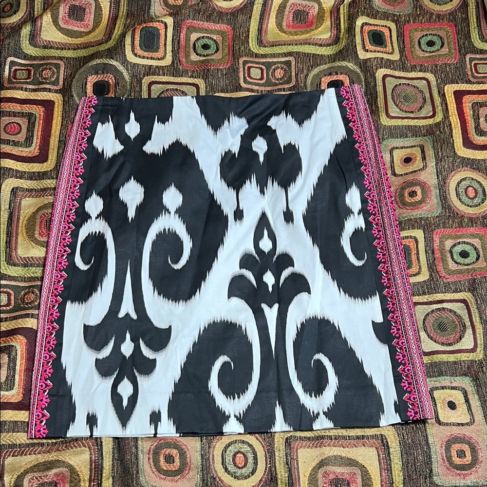 White House Black Market Black and White Skirt with Pink Trim